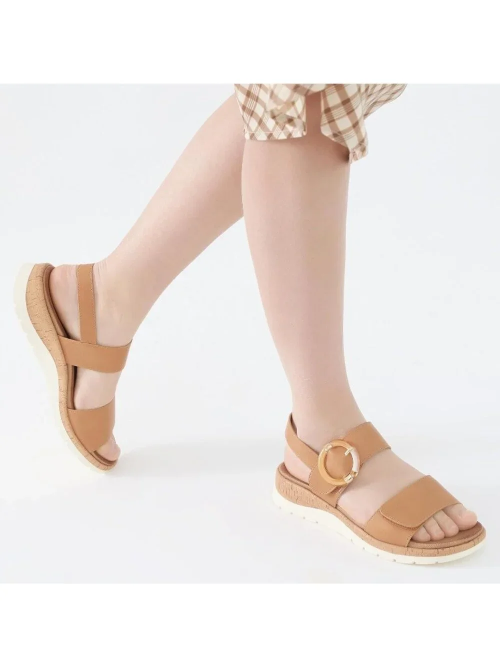 Women's Cognac Summer Open Toe Adjustable Ankle Straps Comfortable Sandals